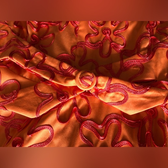 Eva Franco Orange and Fuchsia dress size 12 fit and flare style - Picture 7 of 14